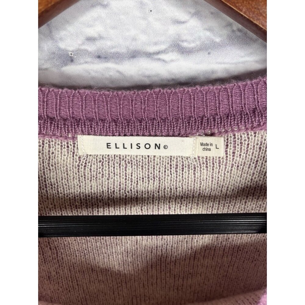 ELLISON Women's Light Purple "L'amour" Crew Neck Popover Sweater Large - Picture 2 of 5